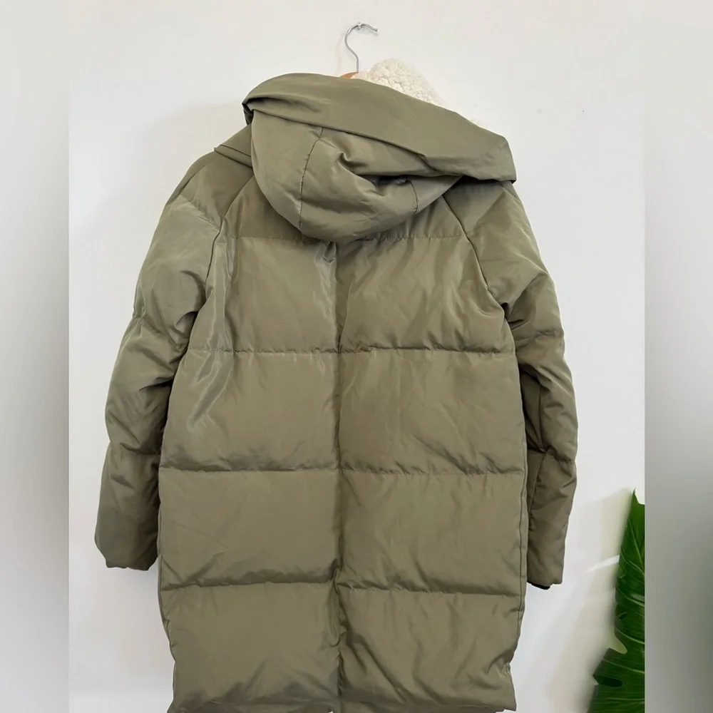 Olive Green‎ Puffer Jacket with Hood oversized